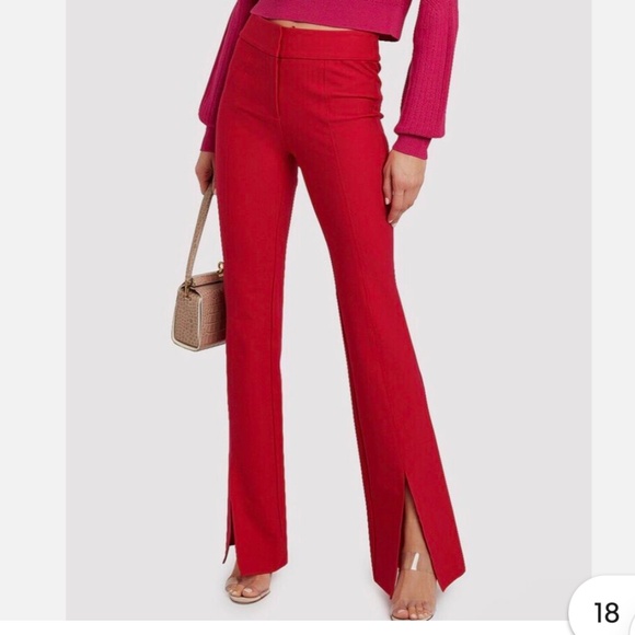 NWT DEREK LAM 10 CORSBY MAEVE SLIT-HEM FLARE TROUSERS IN CHERRY RED- Siz… - Picture 1 of 14